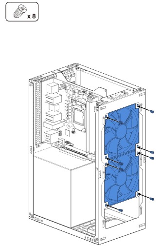 Ventilatoren 120 mm voorzijde installeren
