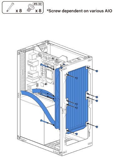 Radiator 240 mm voorzijde installeren