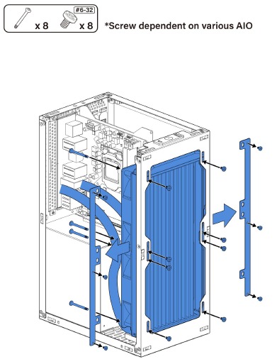 Radiator 280 mm voorzijde installeren