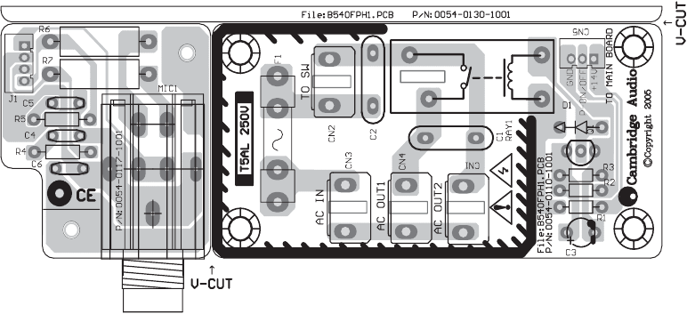 AC-relais en hoofdtelefoon PCB-schema