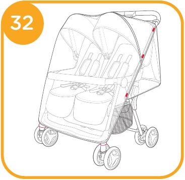 Gebruik accessoires - De regenhoes bevestigen