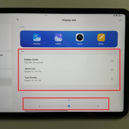 Schuifregelaar voor schermgrootte-aanpassing op Xiaomi Pad 6