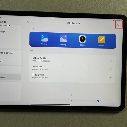 Schermgrootte-instellingen opslaan op Xiaomi Pad 6