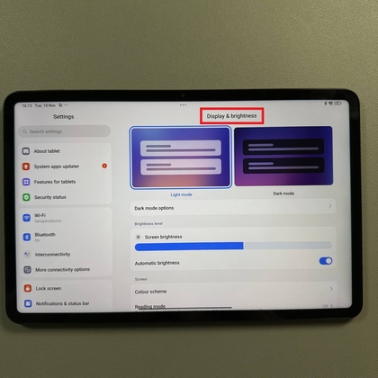 Weergave-instellingenoptie in Xiaomi Pad 6