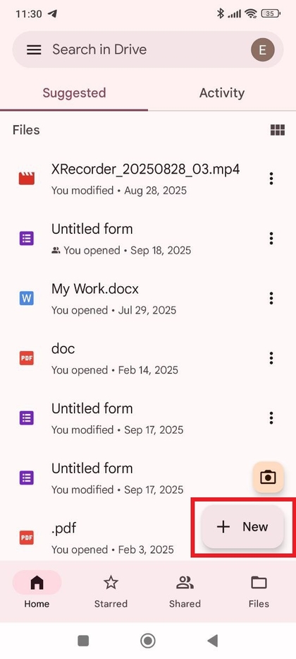 Plusknop in Google Drive op de Xiaomi Redmi Note 14 Pro