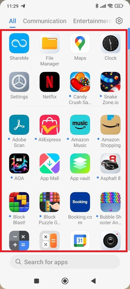 Omhoog vegen om de app-lade te openen op de Xiaomi Redmi Note 14 Pro