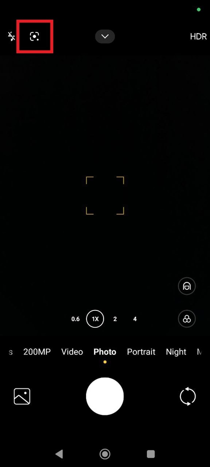 Google Lens-pictogram in Camera-app