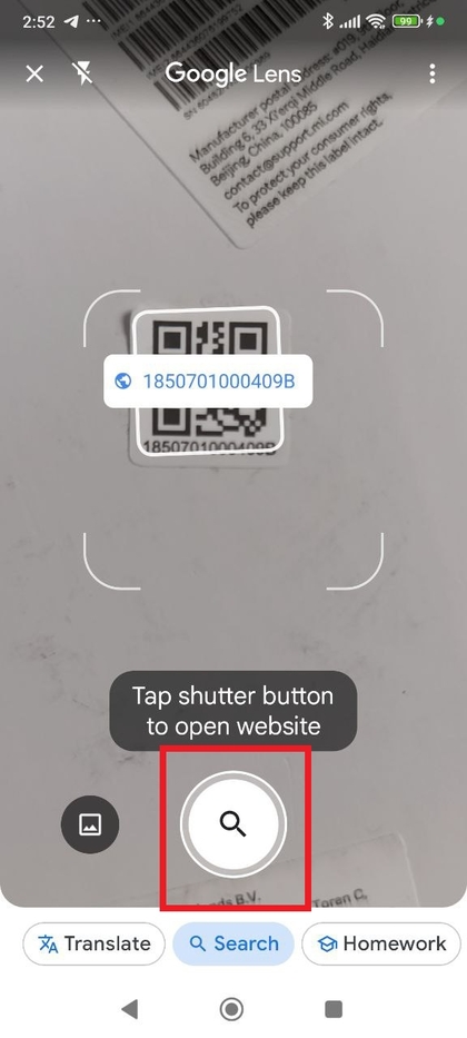Toestemmingsverzoek voor Google Lens
