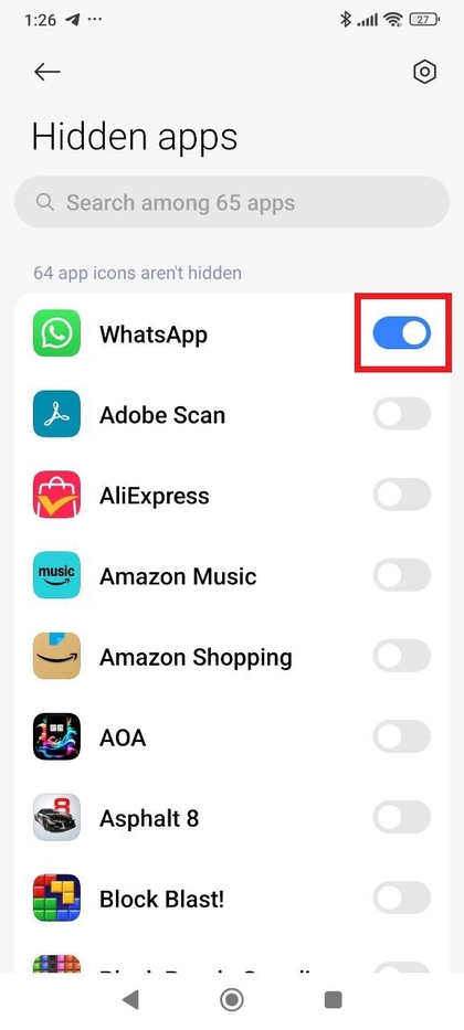 Lijst met apps om te verbergen in de Security-app