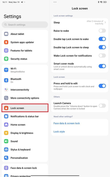 Vergrendelscherminstellingen op Xiaomi Redmi Pad Pro