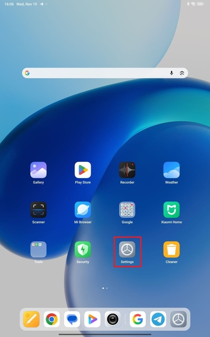 Pictogram van de app Instellingen op Xiaomi Redmi Pad Pro