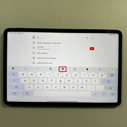 Tandwielpictogram voor instellingen op het toetsenbord