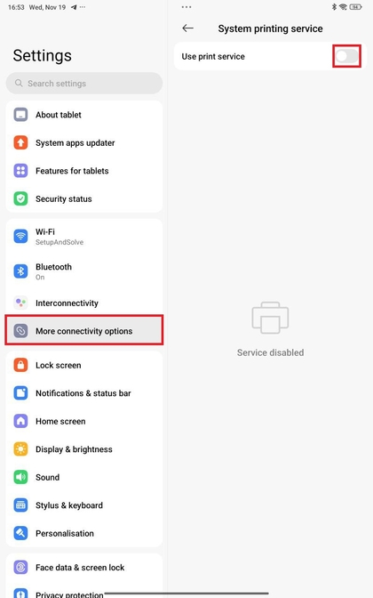 Standaard afdrukservice uitschakelen op Xiaomi Redmi Pad Pro