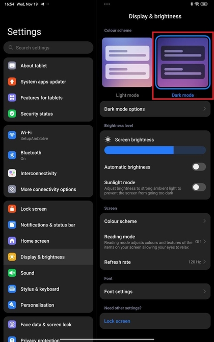 Donkere modus inschakelen op Xiaomi Redmi Pad Pro