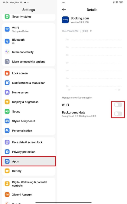 Achtergrondgegevensgebruik beperken op Xiaomi Redmi Pad Pro
