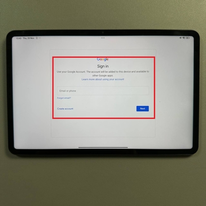 Wachtwoord en Google-voorwaarden op Xiaomi Pad 6
