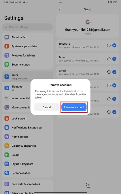 Bevestig het verwijderen van het Google-account op Xiaomi Redmi Pad Pro