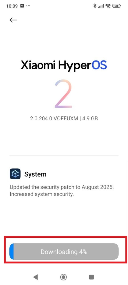 Software-update downloaden bezig