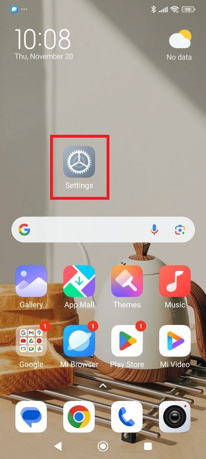 Pictogram van de app Instellingen op het startscherm