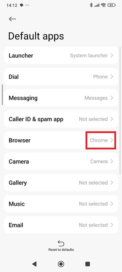 Bevestigingsscherm op Xiaomi Redmi Note 14 Pro met Chrome als standaardbrowser
