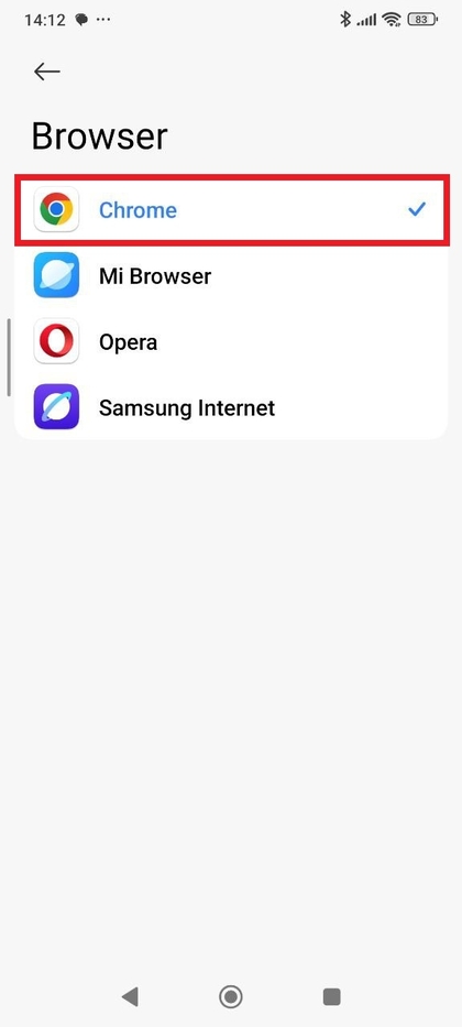 Google Chrome geselecteerd als standaardbrowser op Xiaomi Redmi Note 14 Pro