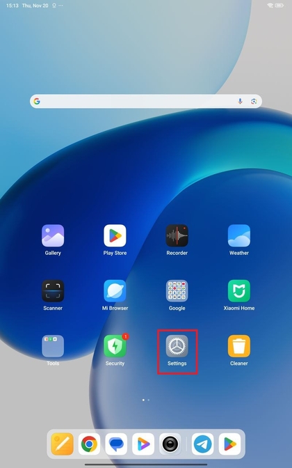 Instellingen openen op Xiaomi Redmi Pad Pro