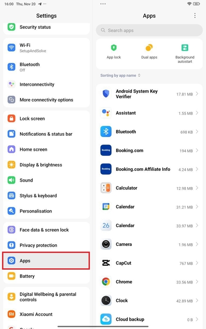 Navigeren naar Apps beheren op Xiaomi Redmi Pad Pro