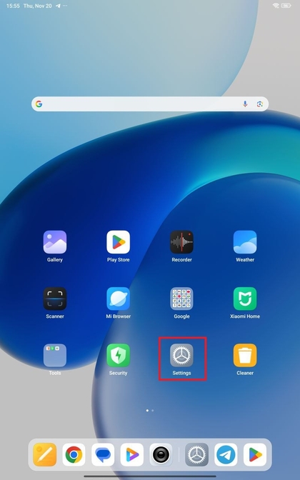Instellingen openen op Xiaomi Redmi Pad Pro