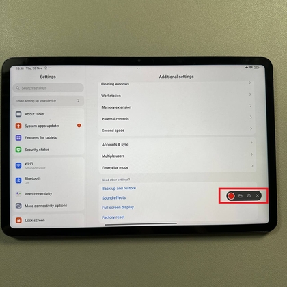 Schermopname-overlay met verschillende opties op Xiaomi Pad 6