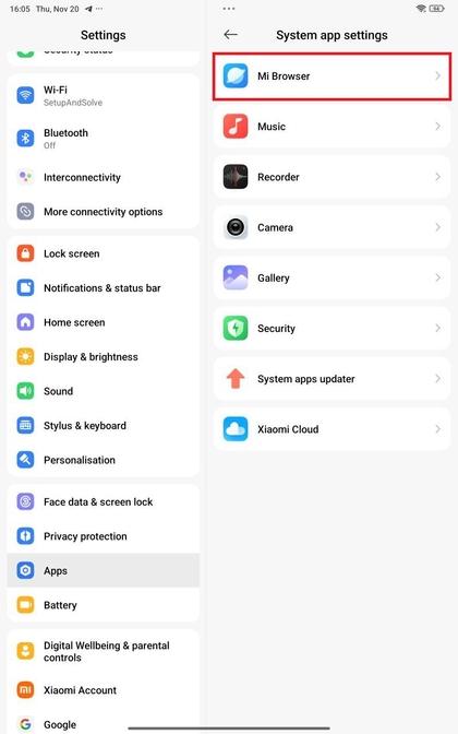 Menu Apps beheren