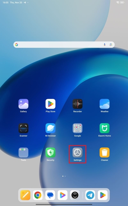 Open Instellingen op Xiaomi Redmi Pad Pro