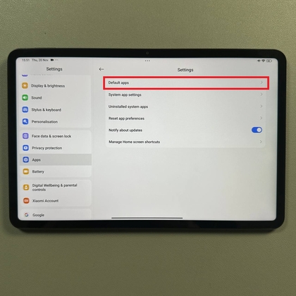 Menu Standaard-apps op Xiaomi Pad 6