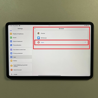 Opera selecteren als standaardbrowser op Xiaomi Pad 6