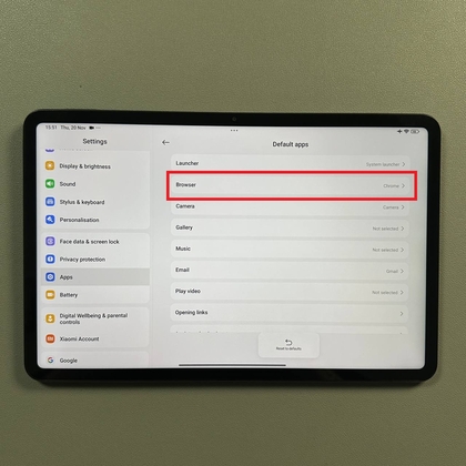 Opera selecteren als standaardbrowser op Xiaomi Pad 6
