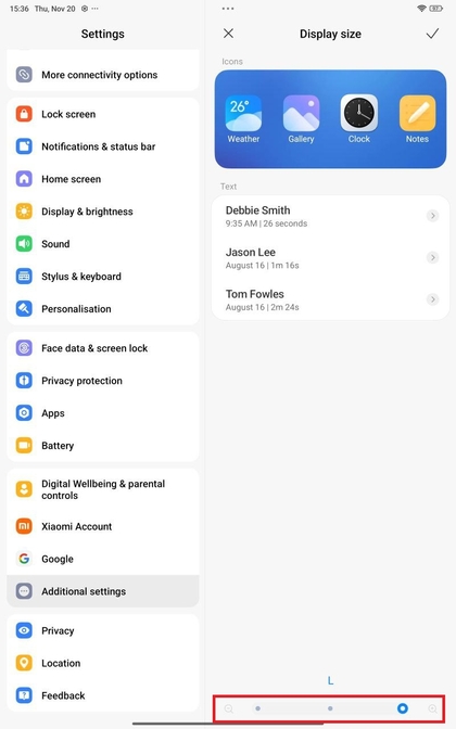 De weergavegrootte aanpassen op Xiaomi Redmi Pad Pro