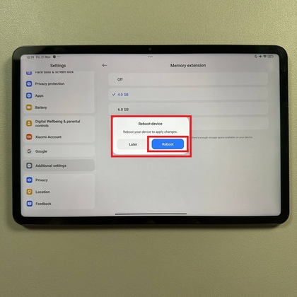 Xiaomi Pad 6 opnieuw opstarten