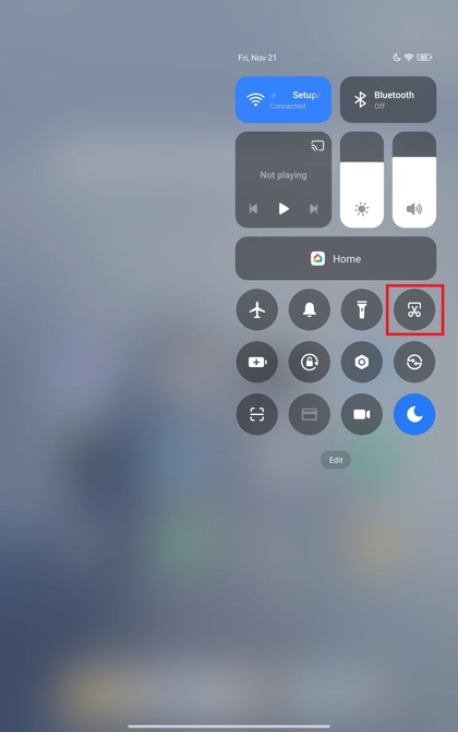 Zoek het screenshot-icoon in het meldingenpaneel