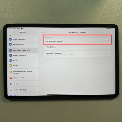 Encryptie en inloggegevens selecteren