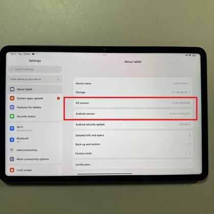 MIUI-versiegedeelte dat de beschikbaarheid van updates toont