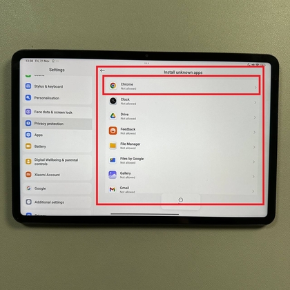 Lijst met apps met machtigingen