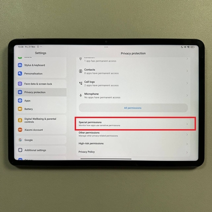 Privacybeschermingsoptie selecteren