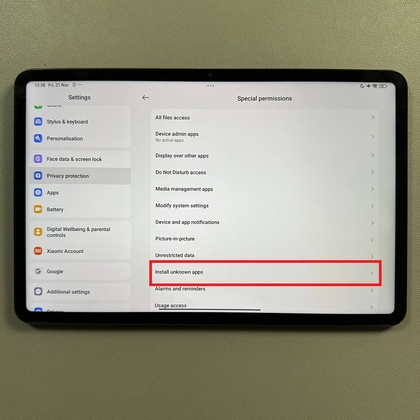 Speciale machtigingen instellingen op Xiaomi Pad 6