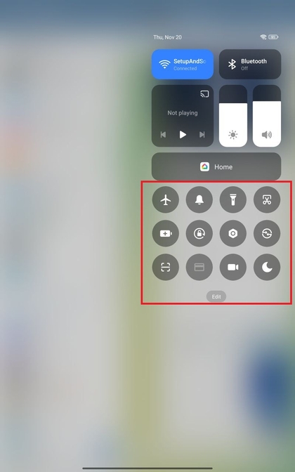 Menu Snelle instellingen op Xiaomi Redmi Pad Pro