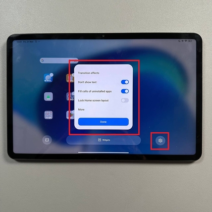 Tandwielpictogram voor extra instellingen op Xiaomi Pad 6