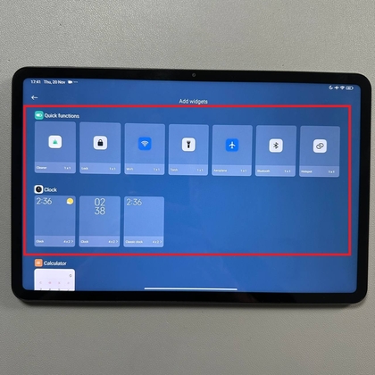 Beschikbare widget-opties op Xiaomi Pad 6