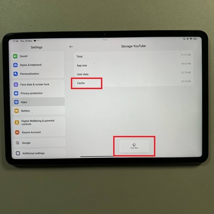 Optie gegevens wissen op Xiaomi Pad 6