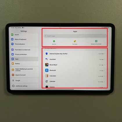 Optie Apps beheren in instellingen op Xiaomi Pad 6