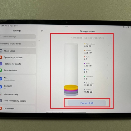 Optie voor opslagschoonmaak op Xiaomi Pad 6
