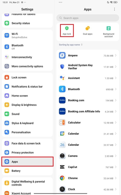 Toegang tot app-instellingen op Xiaomi Redmi Pad Pro