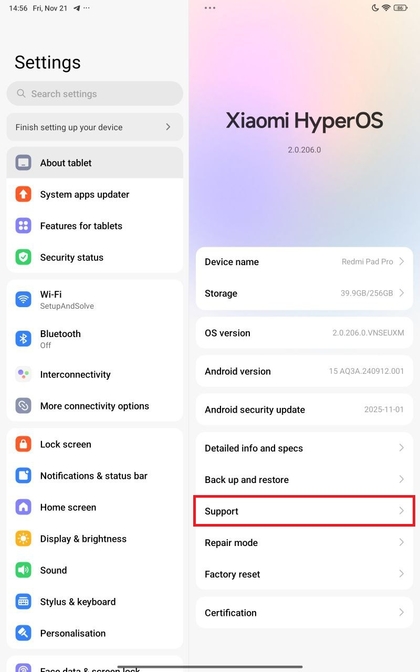 Optie Alle specificaties in Xiaomi Redmi Pad Pro